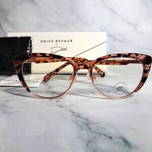 NEW Blue light filtering glasses, PRIVE REVAUX, cat eye, rose tortoise 53-17-140
